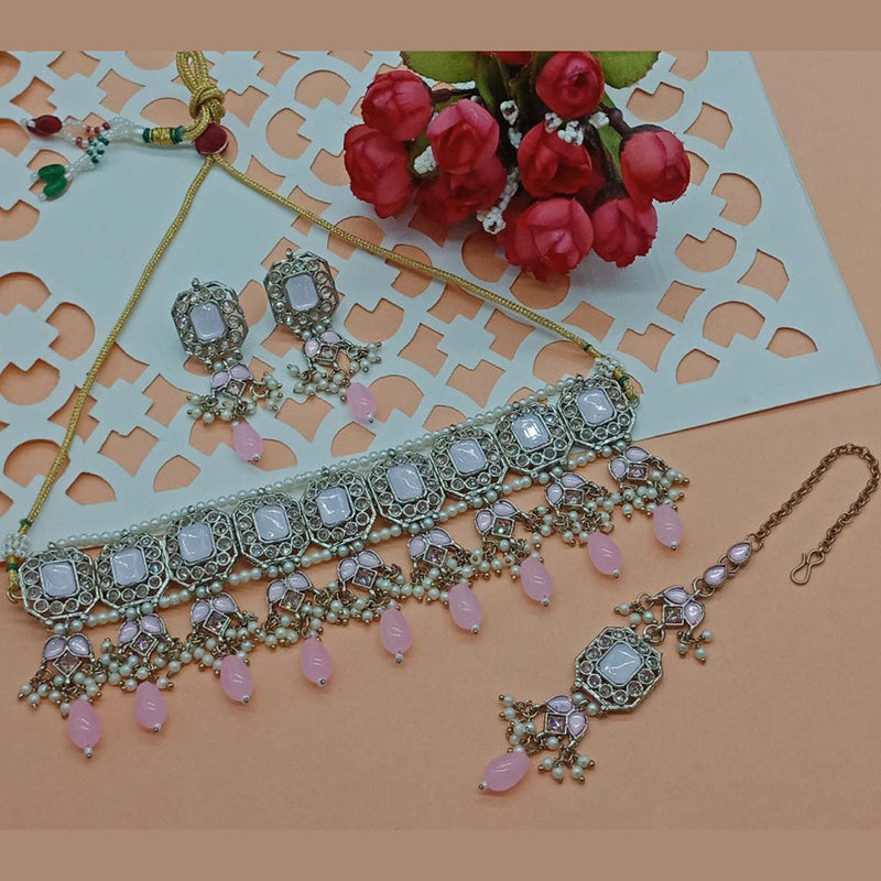 Anjali Jewellery Crystal Stone And Pearls Necklace Set