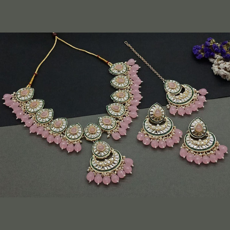 Anjali Jewellery Gold Plated Kundan Stone And Pearls Necklace Set