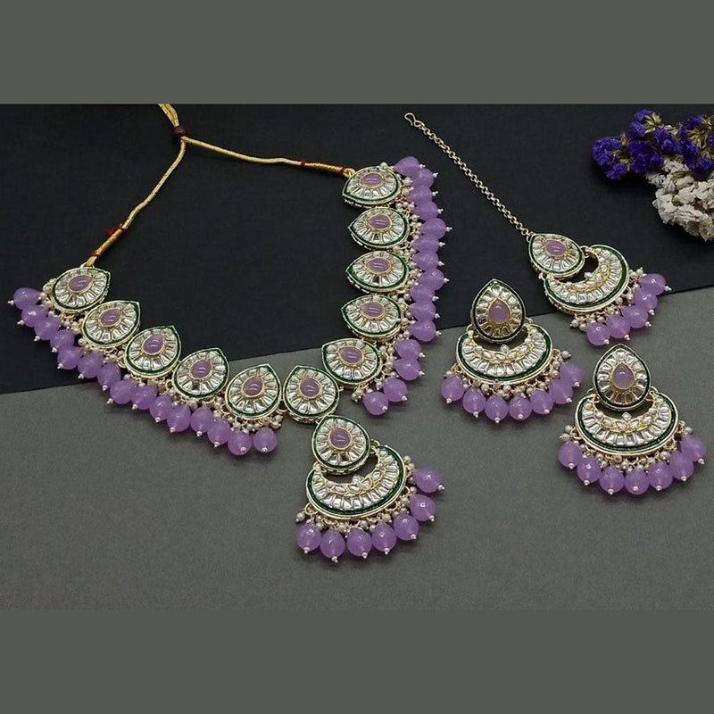 Anjali Jewellery Gold Plated Kundan Stone And Pearls Necklace Set