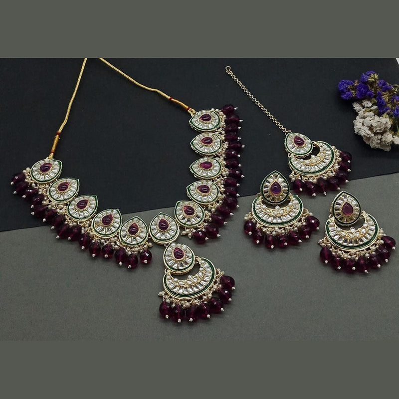 Anjali Jewellery Gold Plated Kundan Stone And Pearls Necklace Set