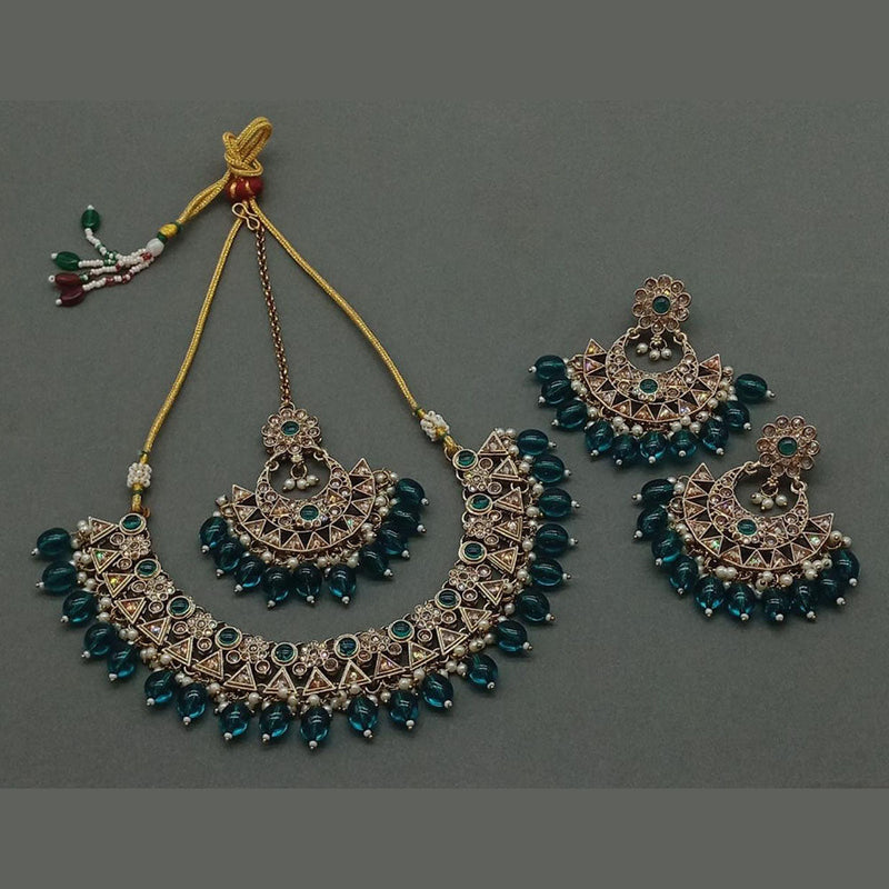 Anjali Jewellery Gold Plated Crystal Stone And Pearls Necklace Set