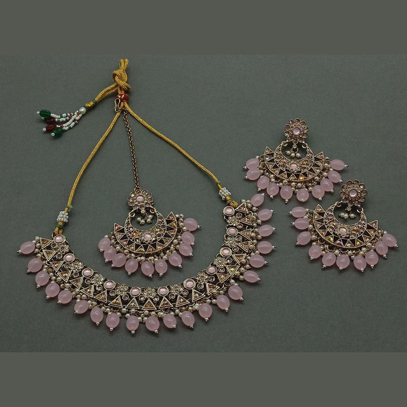 Anjali Jewellery Gold Plated Crystal Stone And Pearls Necklace Set