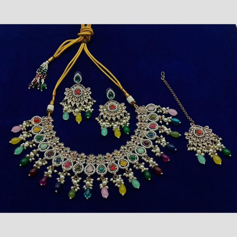 Anjali Jewellery Gold Plated Kundan Stone Necklace Set