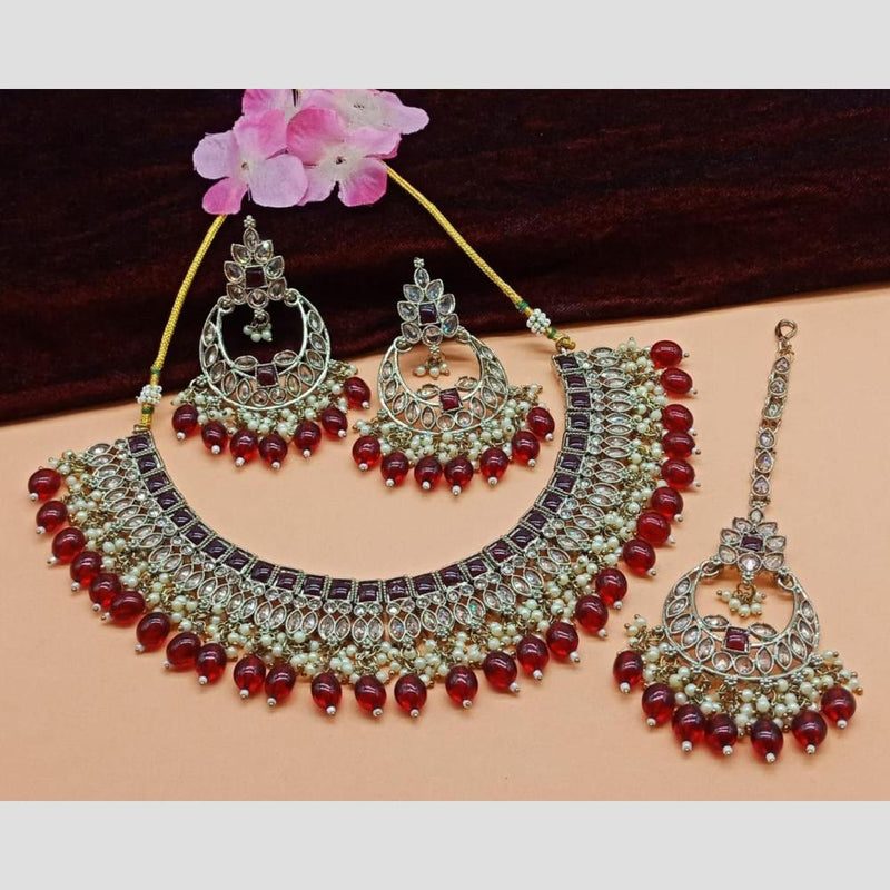 Anjali Jewellery Gold Plated Kundan Stone  Necklace Set