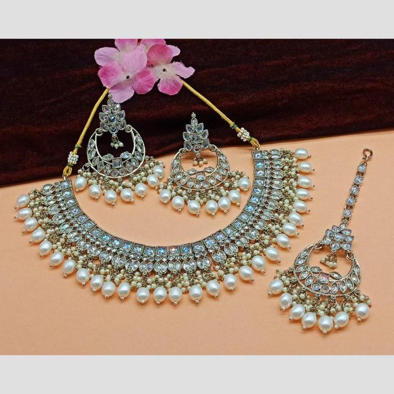 Anjali Jewellery Gold Plated Kundan Stone  Necklace Set