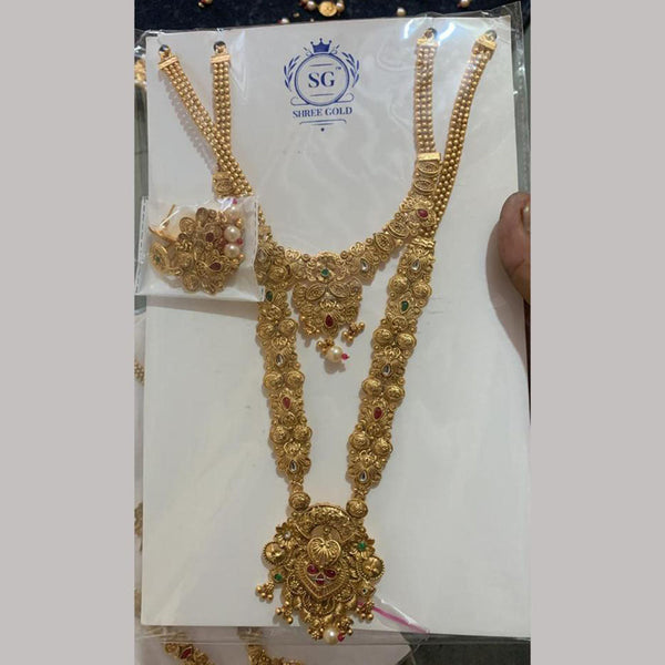 Anjali Jewellery Gold Plated Kundan Stone Double Necklace Set