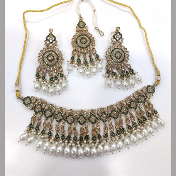 Anjali Jewellery Gold Plated Crystal Stone And Beads Necklace Set