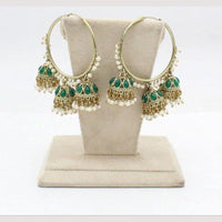 Anjali Jewellery Gold Plated Pota Stone And Pearl Jhumki Earrings