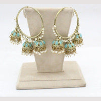 Anjali Jewellery Gold Plated Pota Stone And Pearl Jhumki Earrings