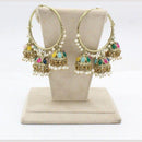 Anjali Jewellery Gold Plated Pota Stone And Pearl Jhumki Earrings