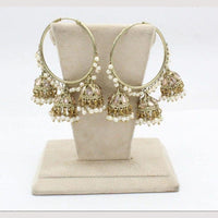 Anjali Jewellery Gold Plated Pota Stone And Pearl Jhumki Earrings