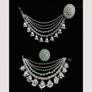Anjali Jewellery Silver Plated Pota And Pearl Kanchain Earrings