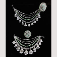 Anjali Jewellery Silver Plated Pota And Pearl Kanchain Earrings