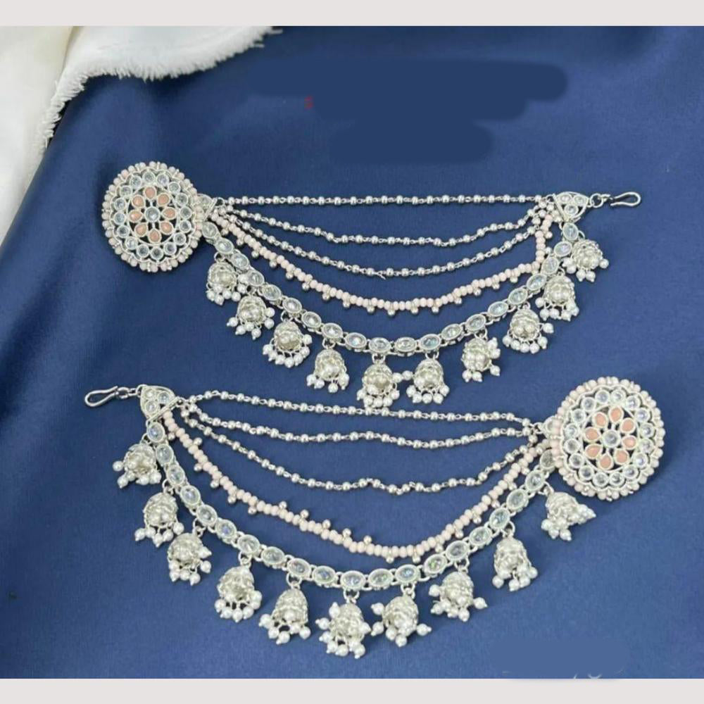 Anjali Jewellery Silver Plated Pota And Pearl Kanchain Earrings