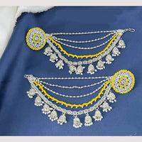 Anjali Jewellery Silver Plated Pota And Pearl Kanchain Earrings