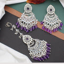 Anjali Jewellery Silver Plated Crystal Stone And Pearls Dangler Earrings With Maangtikka
