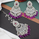 Anjali Jewellery Silver Plated Crystal Stone And Pearls Dangler Earrings With Maangtikka