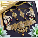 Anjali Jewellery Ethnic Elegance Pota Stone And Meenakari Pearls Choker Necklace Set