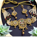 Anjali Jewellery Ethnic Elegance Pota Stone And Meenakari Pearls Choker Necklace Set