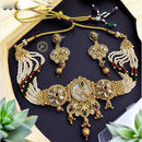 Anjali Jewellery Ethnic Elegance Pota Stone And Meenakari Pearls Choker Necklace Set