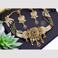 Anjali Jewellery Ethnic Elegance Pota Stone And Meenakari Pearls Choker Necklace Set