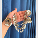 Anjali Jewellery Mirror Pearl And Beads Jhumki Earrings With Maangtikka