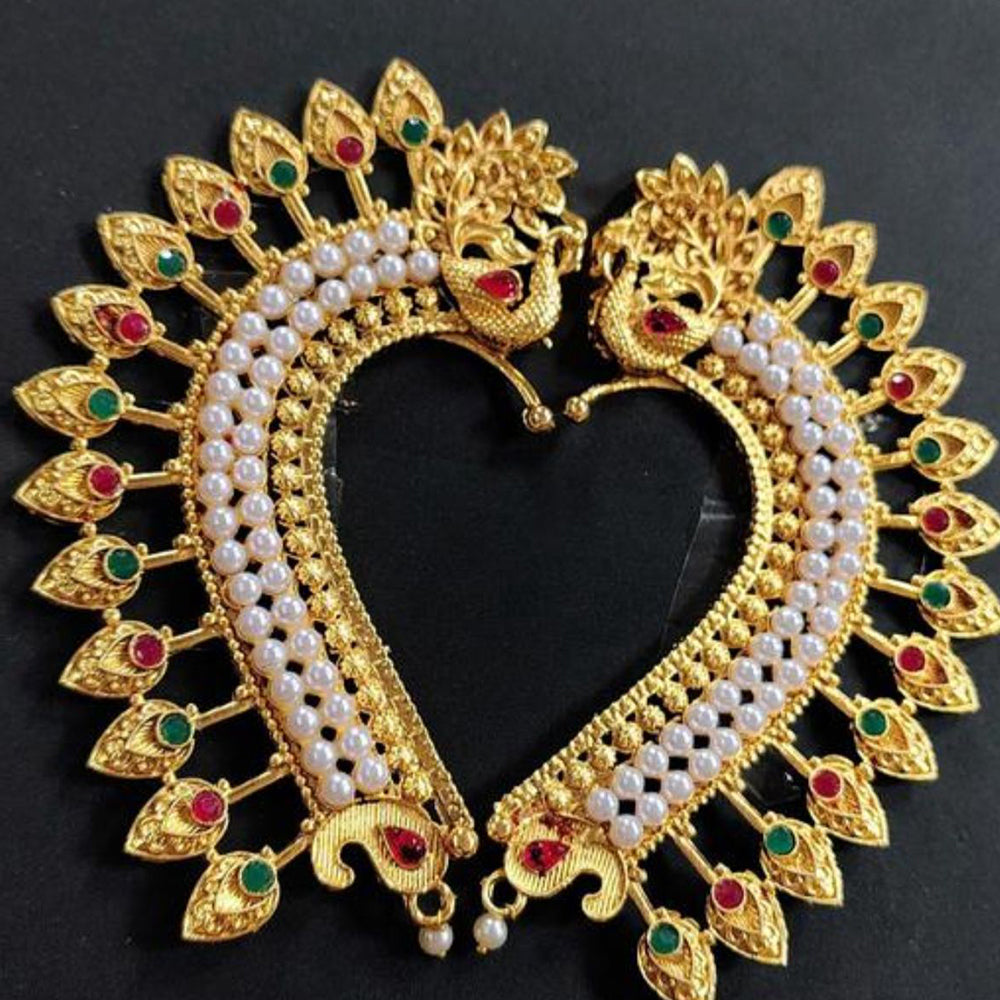 Anjali Jewellery Traditional Peacock Design with Pota Stone Ear Cuffs