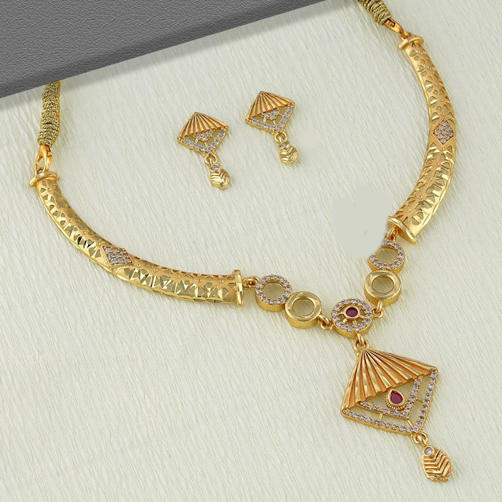 Kalpna Sales Surat Gold Plated Austrian Stone Necklace Set (Assorted Design)