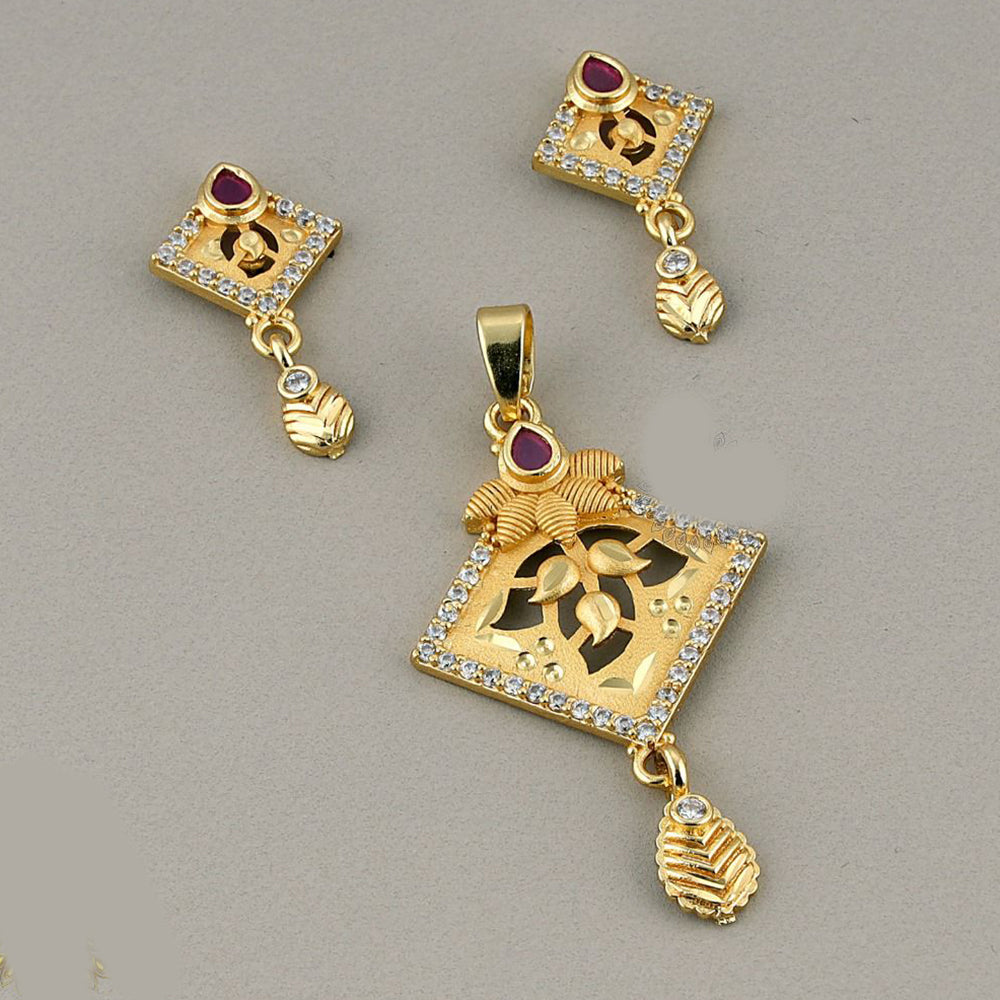 Kalpna Sales Surat Gold Plated Austrian Stone Pendant Set