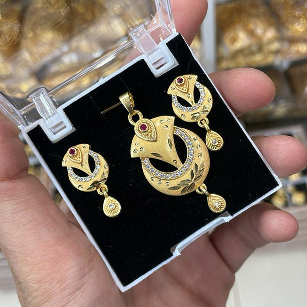 Kalpna Sales Surat Gold Plated Austrian Stone Pendant Set