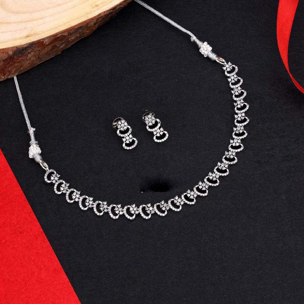 Kalpna Sales Surat Silver Plated Austrian Stone Necklace Set