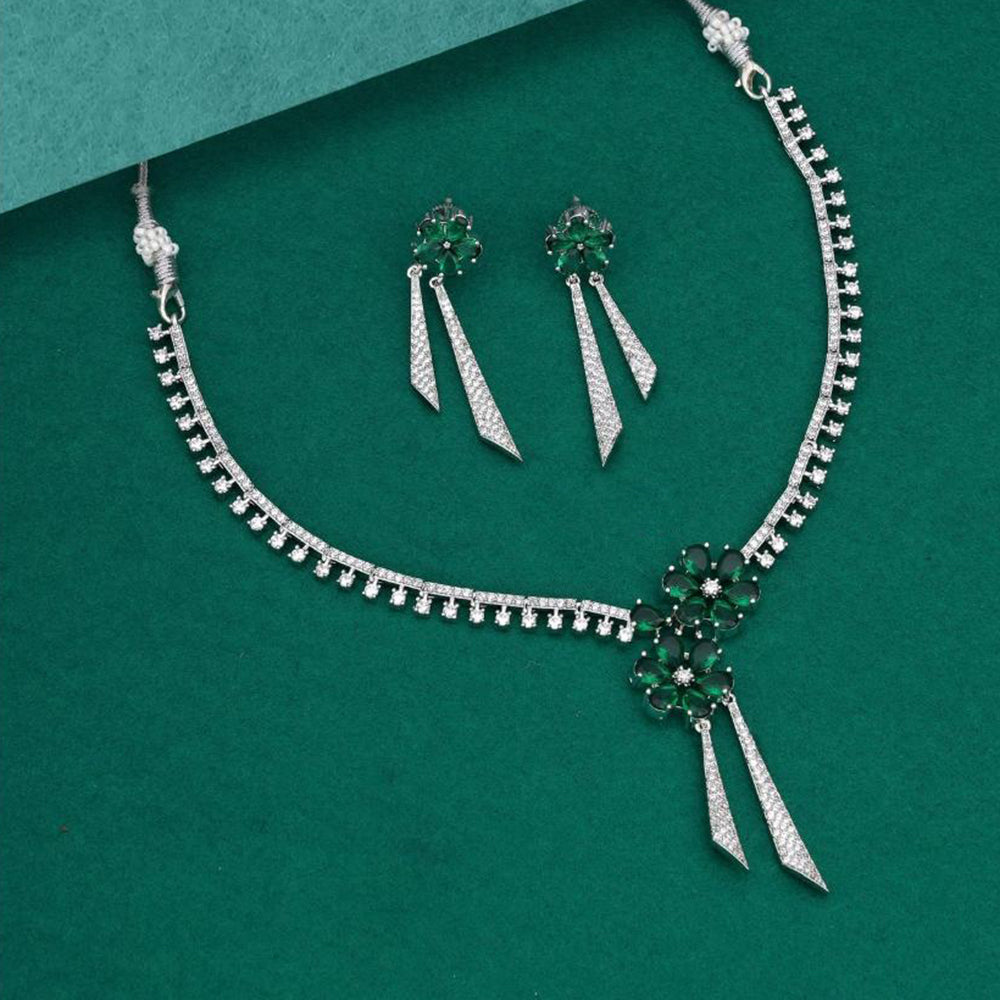 Kalpna Sales Surat Silver Plated American Diamond Necklace Set