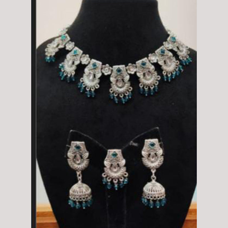 Indian Imitation Jewellery Oxidised Plated Crystal Stone And Pearls Necklace Set