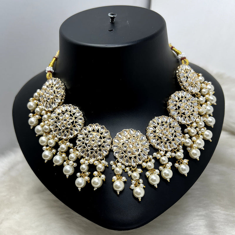 Indian Imitation Jewellery Gold Plated Kundan Stone And Pearls Necklace