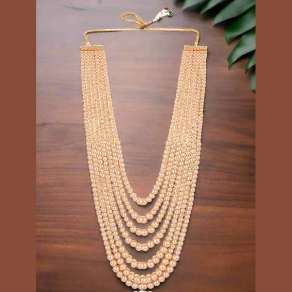 Indian Imitation Jewellery Gold Plated Multi Layer Pearls Long Necklace