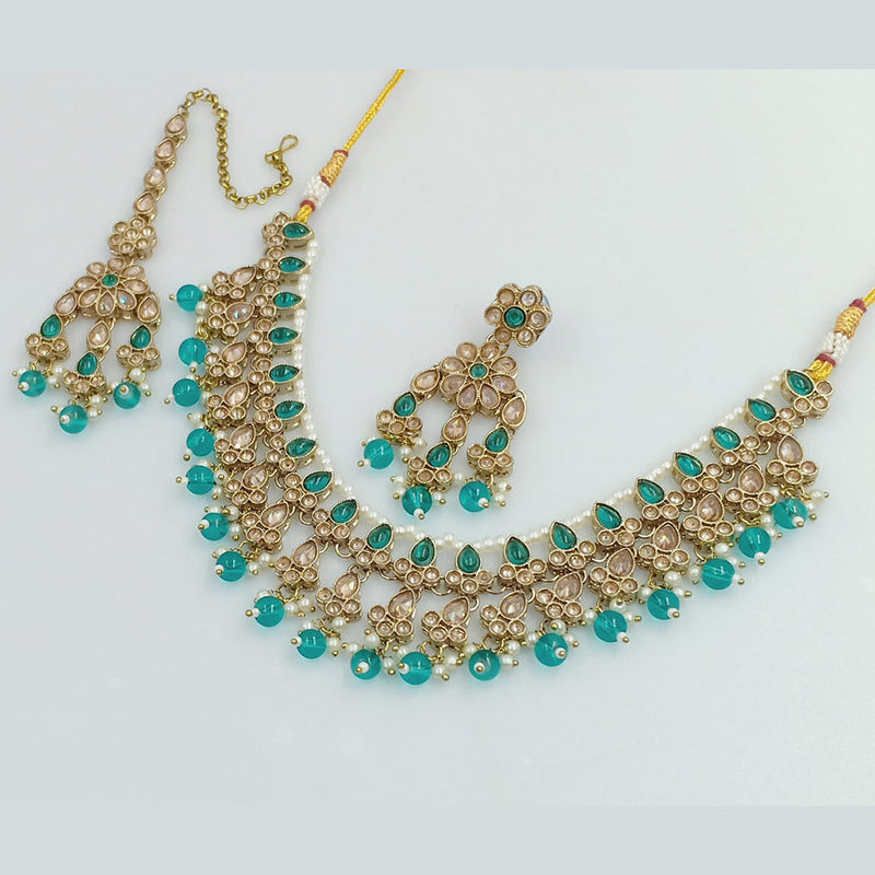 Rajwadi Collection Gold Plated Crystal Stone Necklace Set