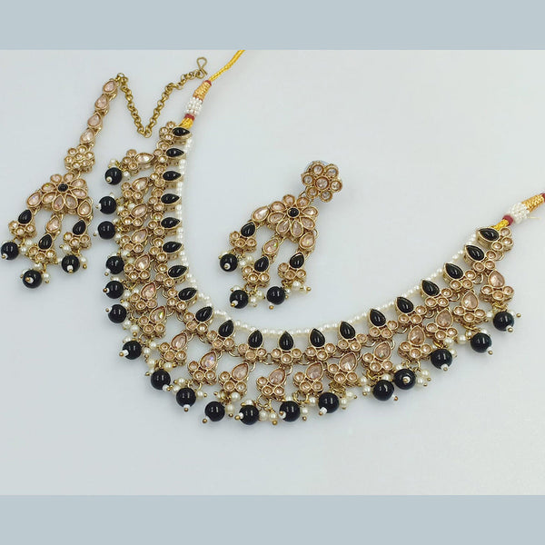 Rajwadi Collection Gold Plated Crystal Stone Necklace Set