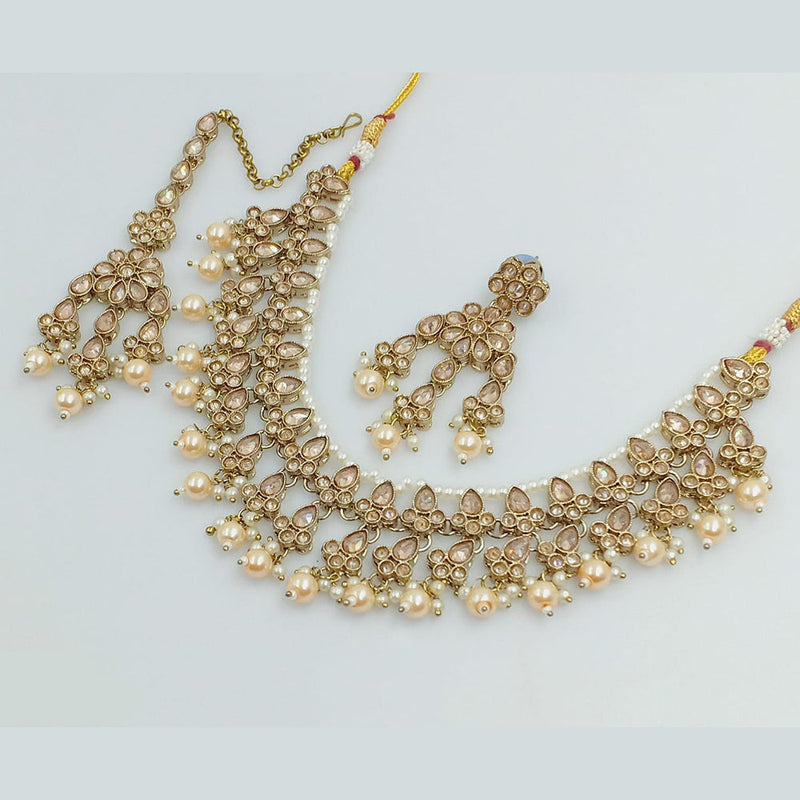 Rajwadi Collection Gold Plated Crystal Stone Necklace Set