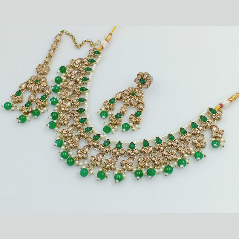 Rajwadi Collection Gold Plated Crystal Stone Necklace Set