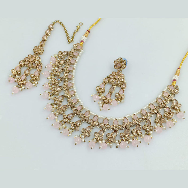 Rajwadi Collection Gold Plated Crystal Stone Necklace Set