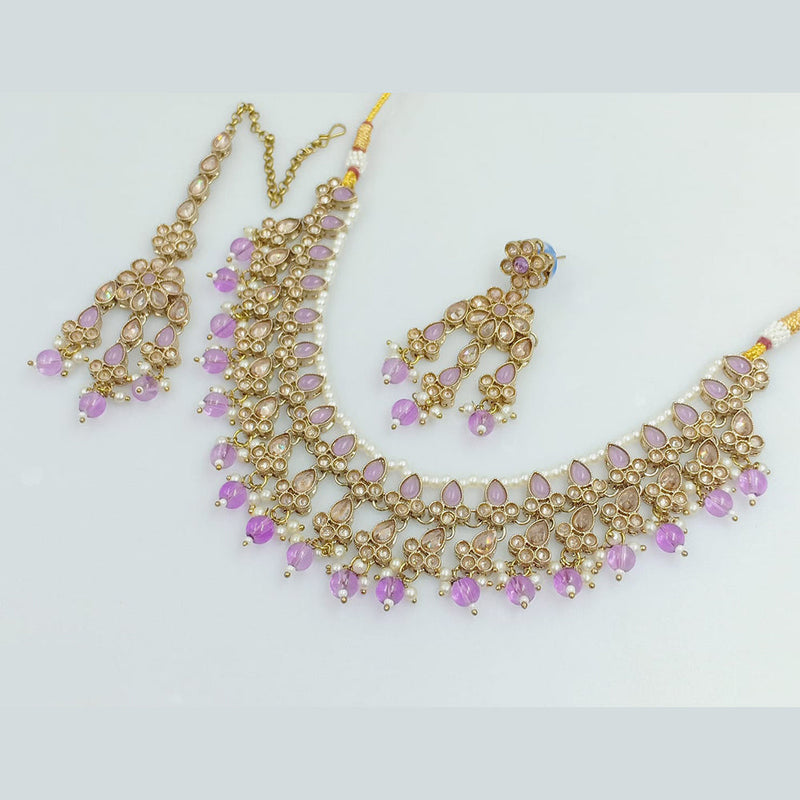 Rajwadi Collection Gold Plated Crystal Stone Necklace Set