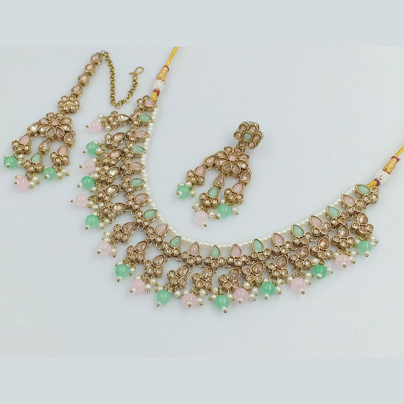 Rajwadi Collection Gold Plated Crystal Stone Necklace Set