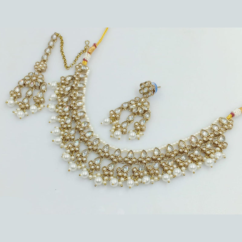 Rajwadi Collection Gold Plated Crystal Stone Necklace Set