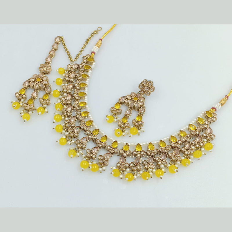 Rajwadi Collection Gold Plated Crystal Stone Necklace Set