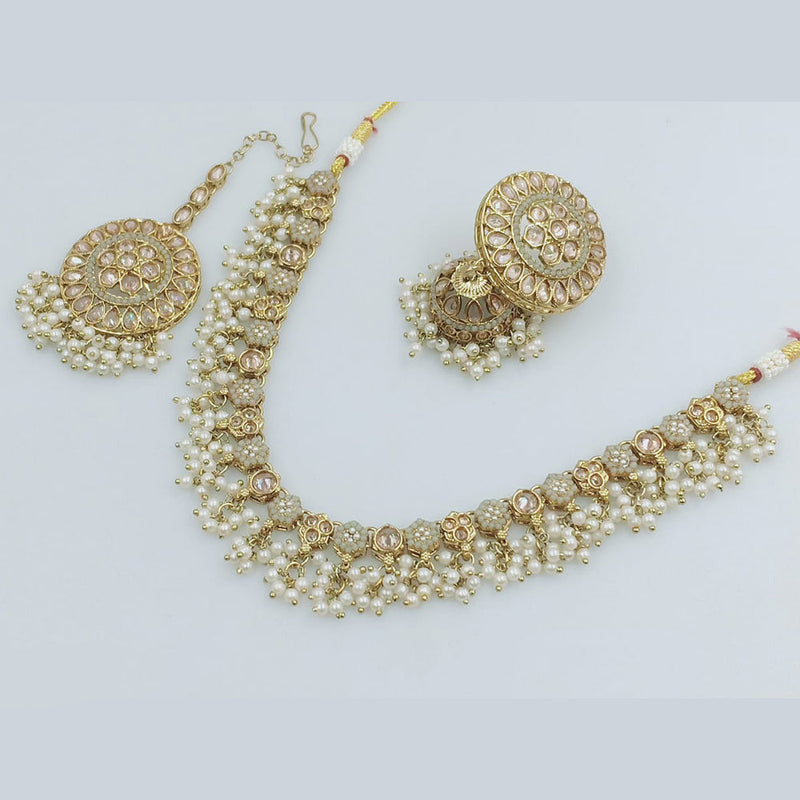 Rajwadi Collection Gold Plated Pearl Necklace Set