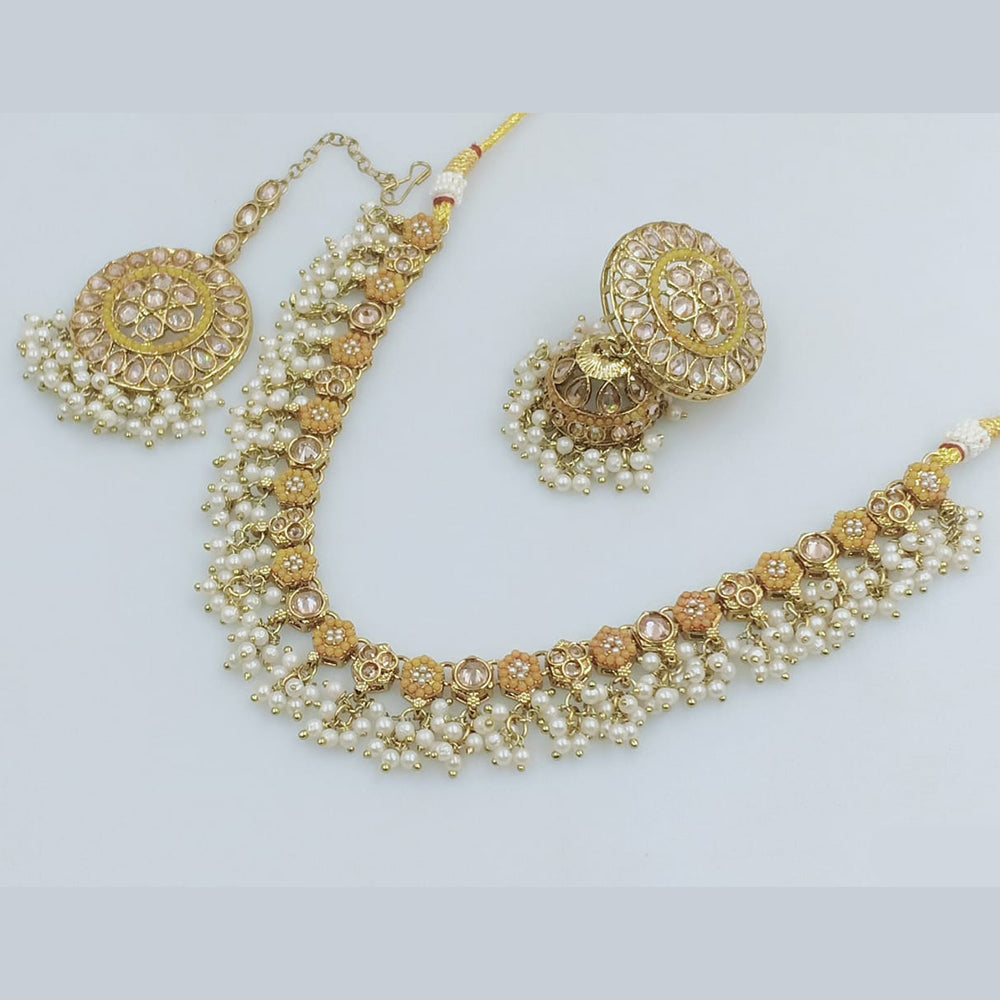 Rajwadi Collection Gold Plated Pearl Necklace Set