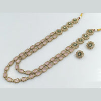 Rajwadi Collection Gold Plated Crystal Stone Long Necklace Set