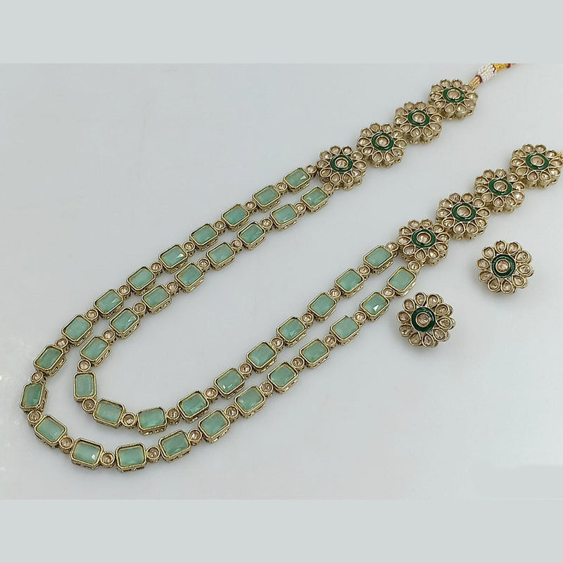 Rajwadi Collection Gold Plated Crystal Stone Long Necklace Set