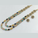 Rajwadi Collection Gold Plated Crystal Stone Long Necklace Set