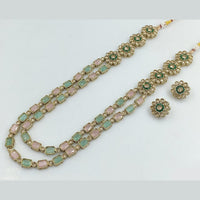 Rajwadi Collection Gold Plated Crystal Stone Long Necklace Set